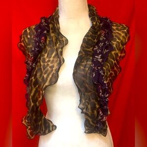 Lauren Ralph Lauren silk dual print scarf purple leopard